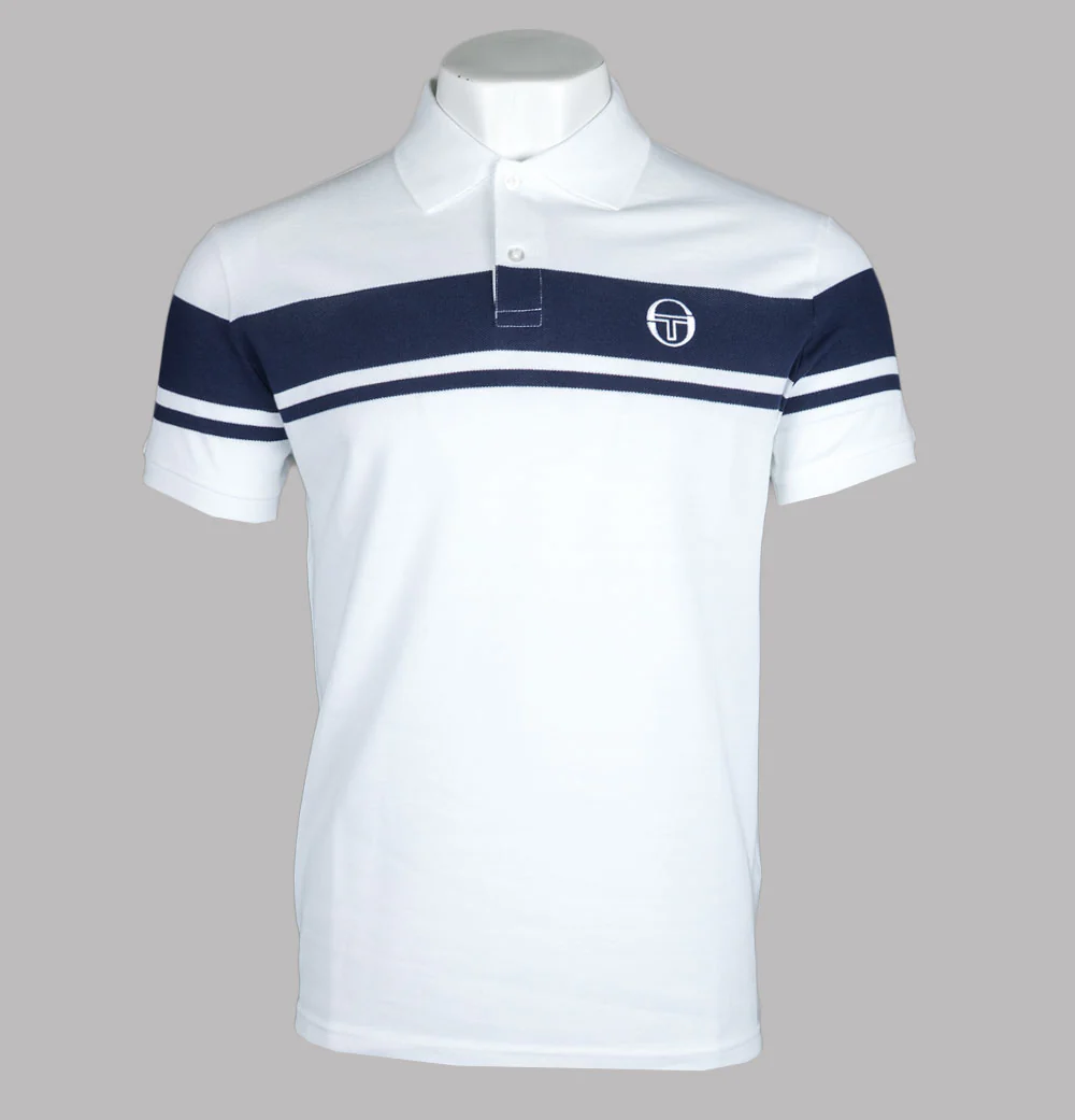 Sergio Tacchini Young Line Polo Shirt White/Maritime Blue