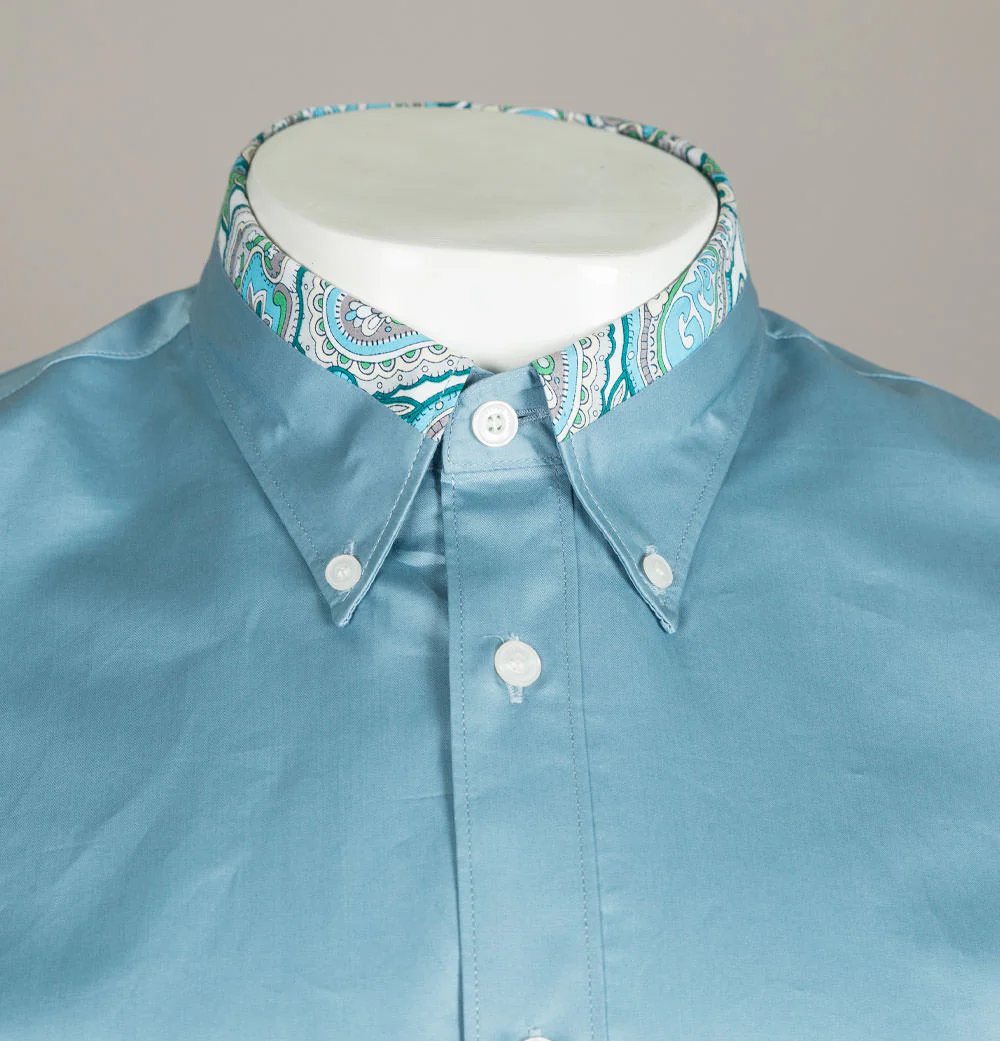 Pretty Green Slim Fit Paisley Print Collar Shirt Blue - Image 3