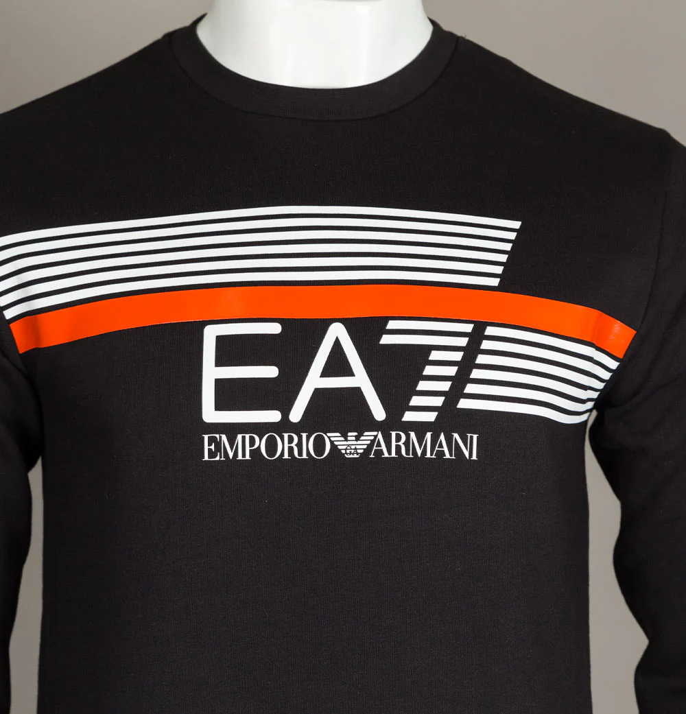 EA7 Stripe Lines Logo Sweatshirt Black - Image 3
