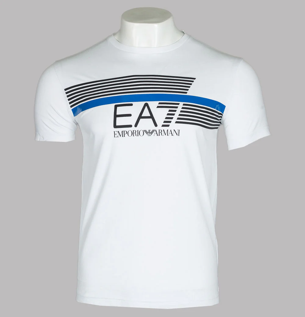 EA7 Stripe Lines Logo T-Shirt White