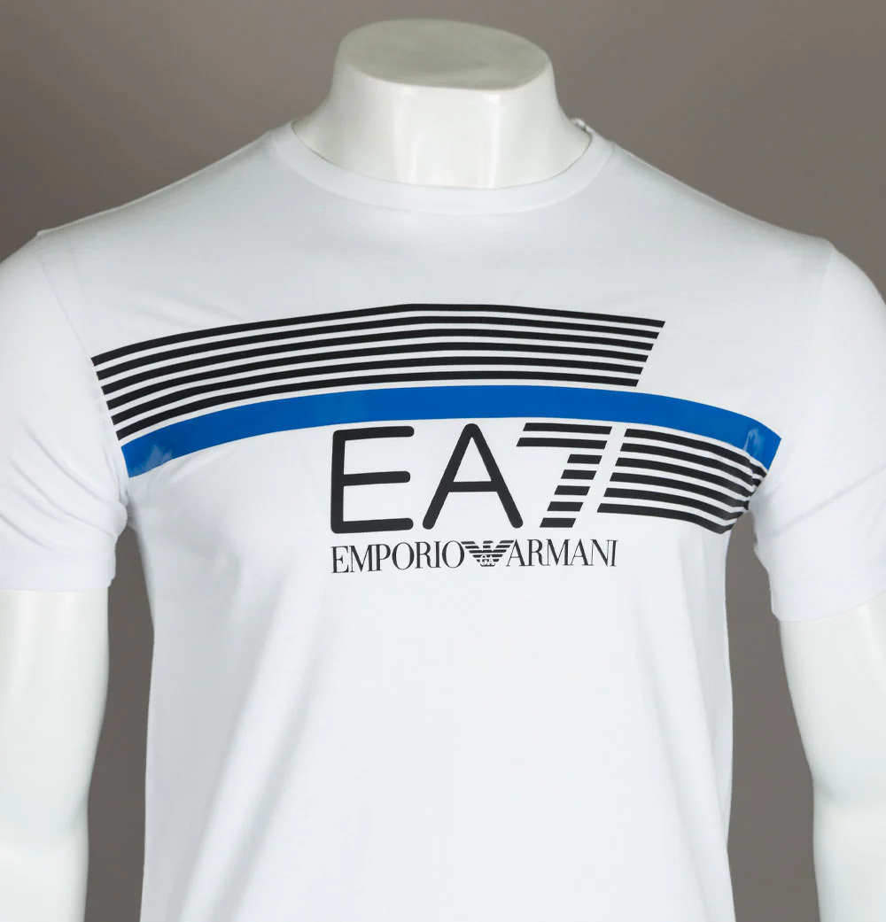 EA7 Stripe Lines Logo T-Shirt White - Image 3
