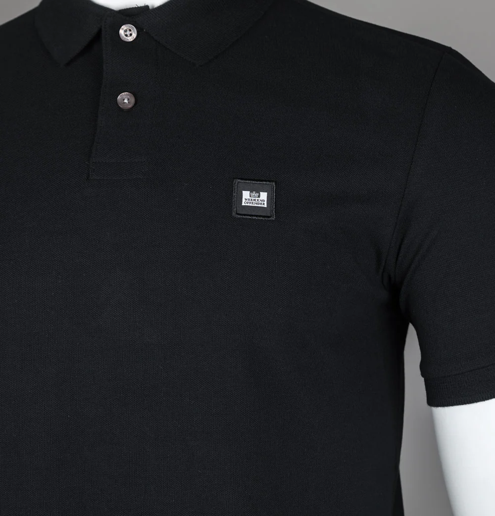 Weekend Offender Caneiros Polo Shirt Black - Image 4