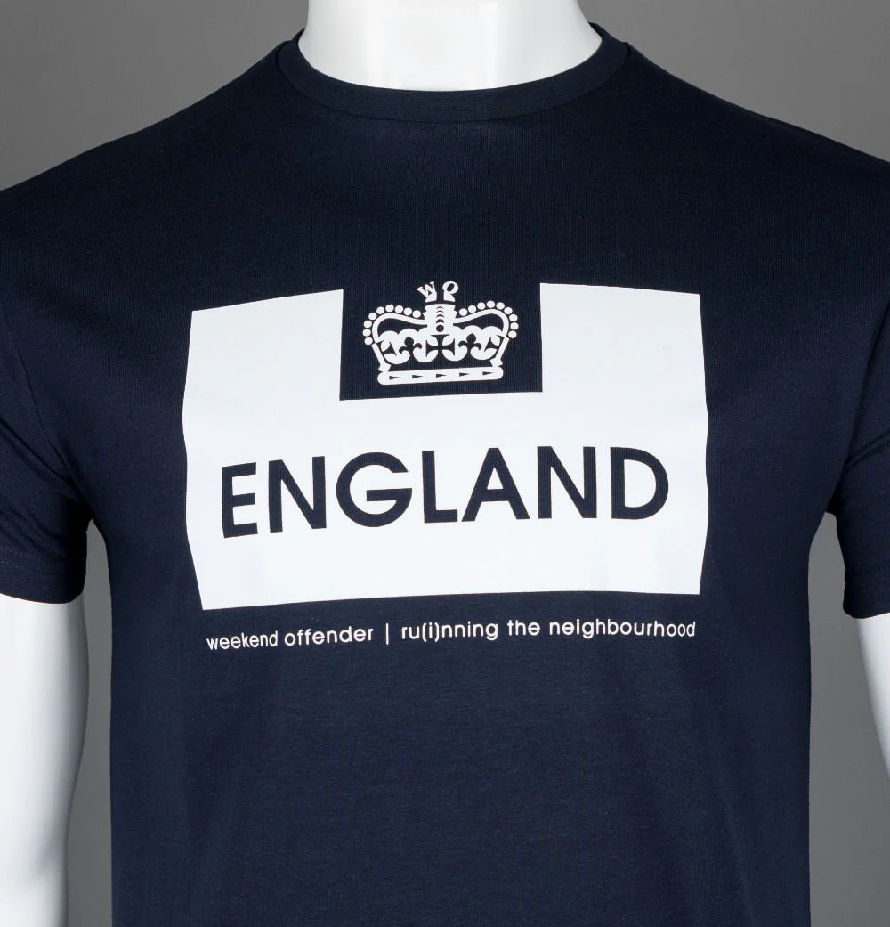 Weekend Offender England Edition T-Shirt Navy/White - Image 3