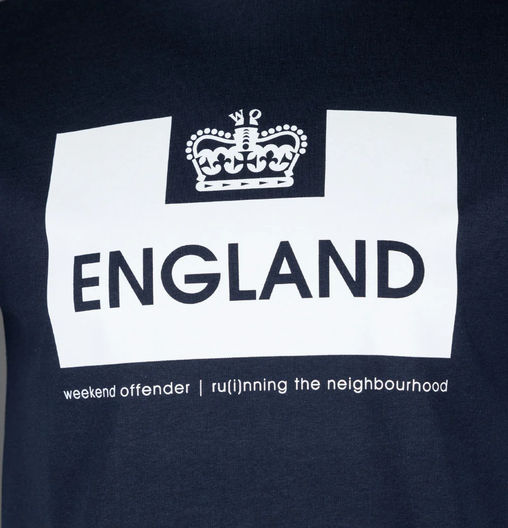 Weekend Offender England Edition T-Shirt Navy/White - Image 4
