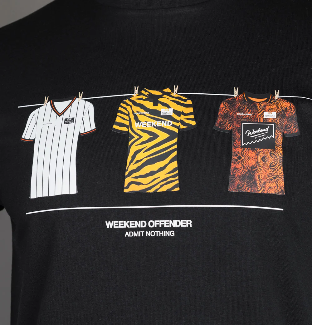 Weekend Offender Hull Retro Football Shirts T-Shirt Black - Image 3