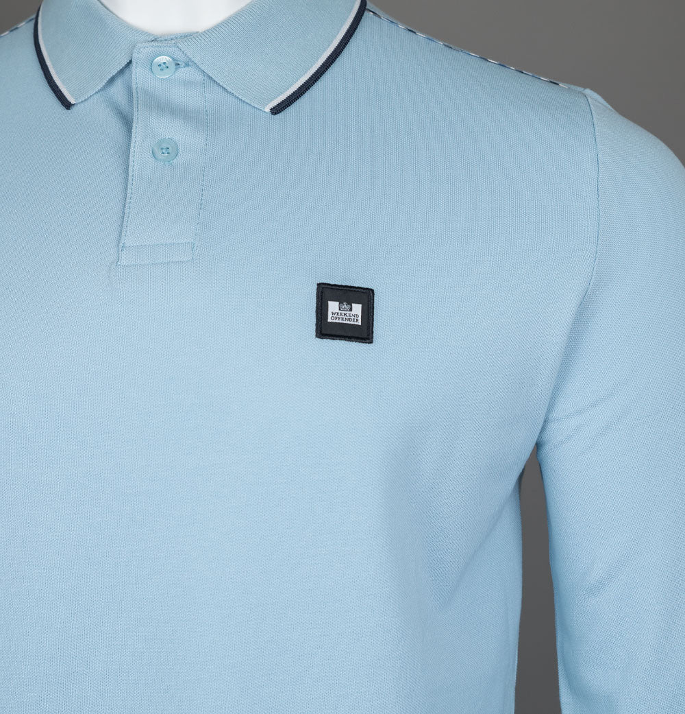 Weekend Offender LS Carola Polo Shirt Winter Sky/Blue House Check - Image 4
