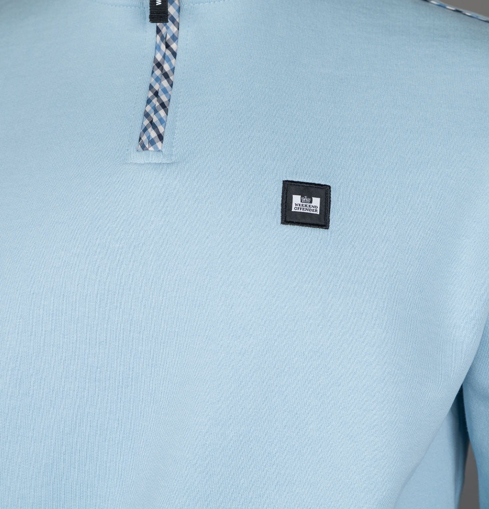 Weekend Offender Matisa Quarter Zip Sweatshirt Winter Sky/Blue House Check - Image 4