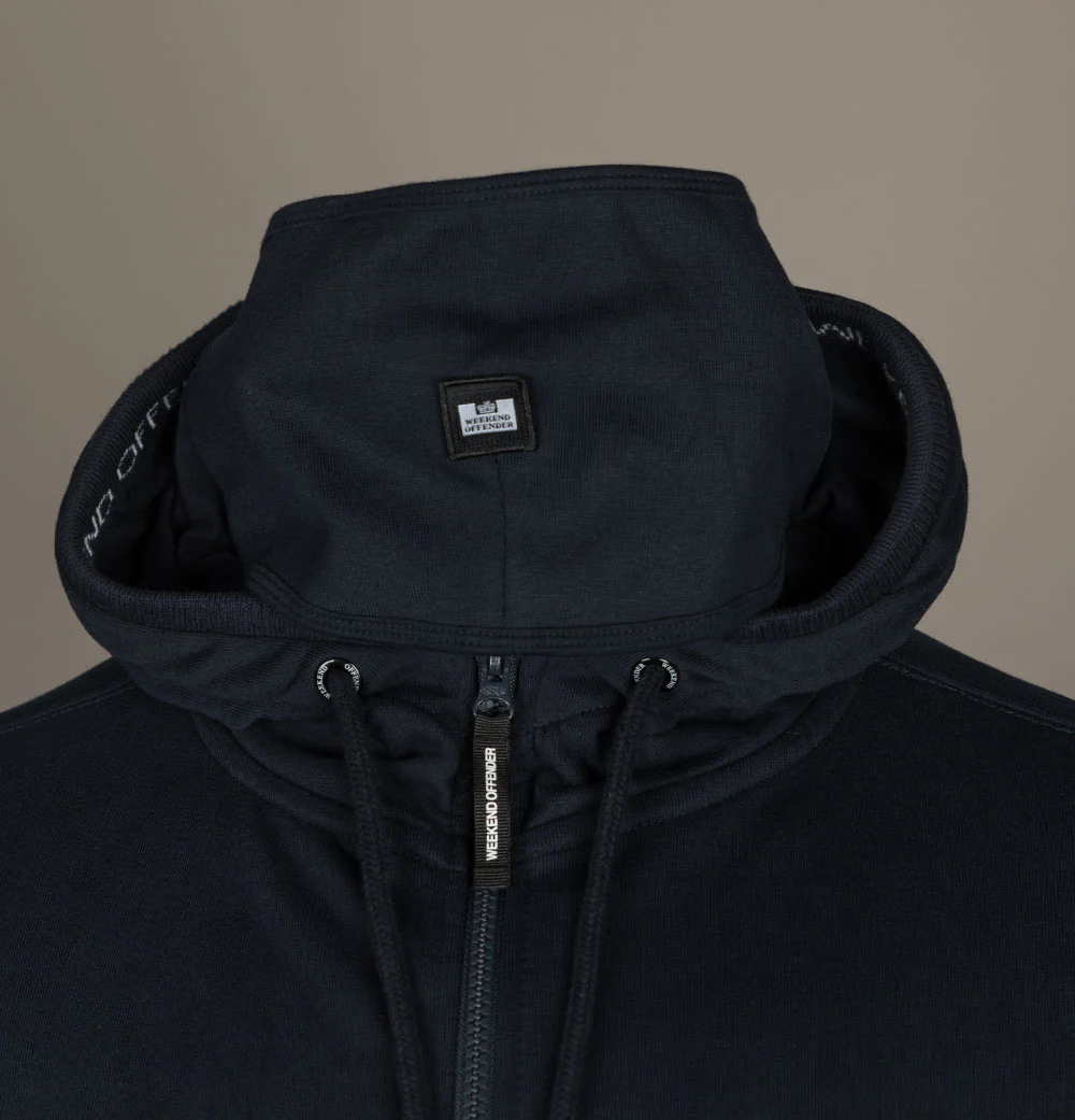 Weekend Offender Miocic Full Zip Hooded Sweat Navy - Image 3