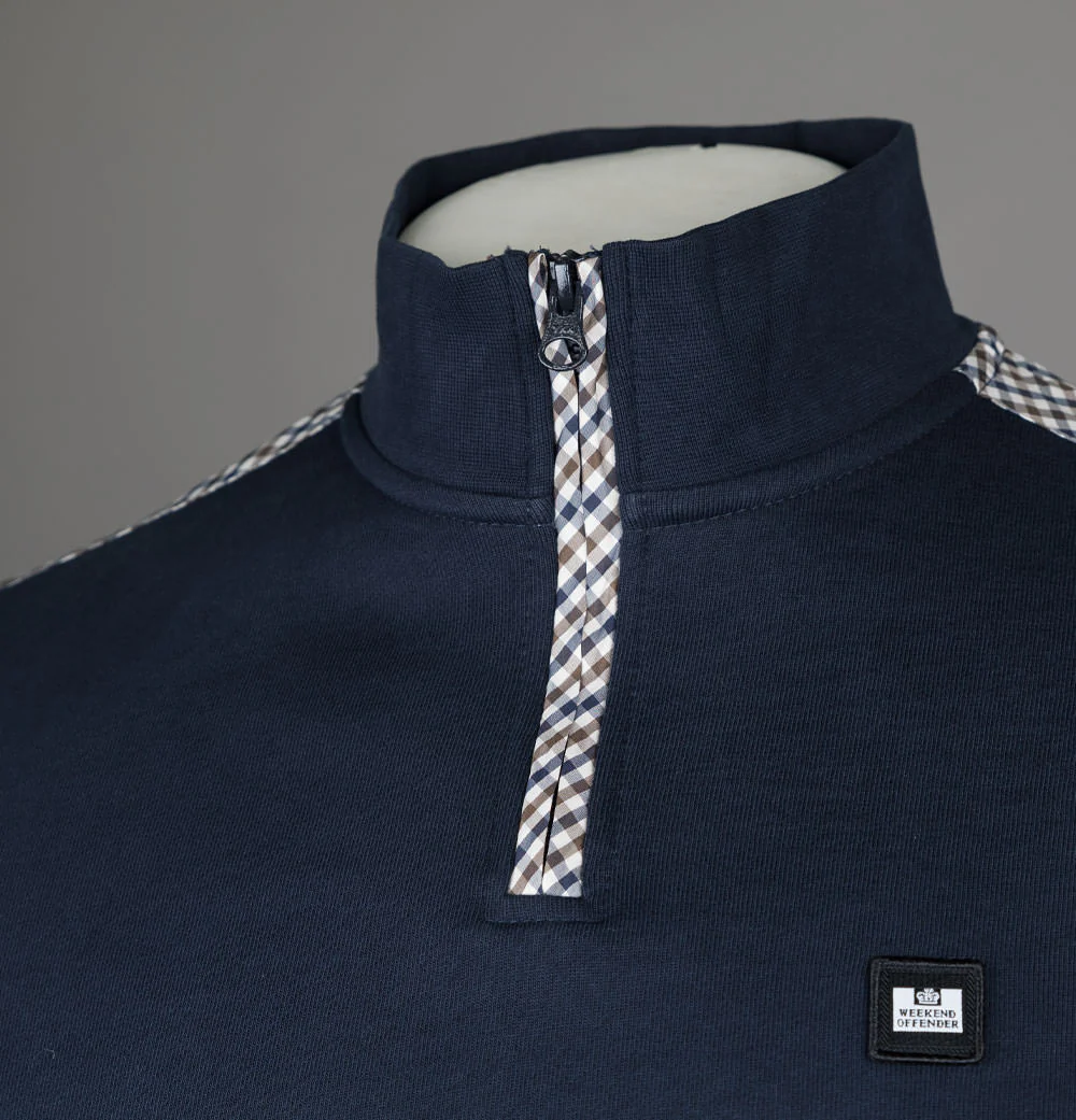 Weekend Offender Miyako 1/4 Zip Sweat Navy - Image 3