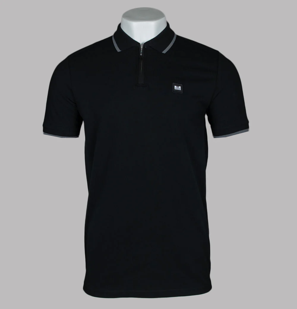 Weekend Offender Monti Zip Polo Shirt Black/Zinc