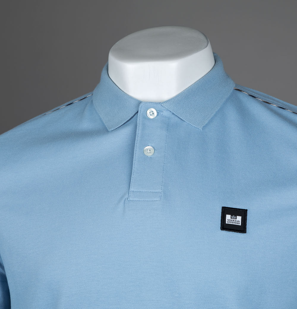 Weekend Offender Sakai Polo Shirt Sea Marine/Mid House Check - Image 3