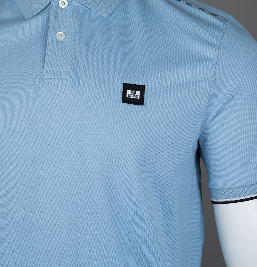 Weekend Offender Sakai Polo Shirt Sea Marine/Mid House Check - Image 4