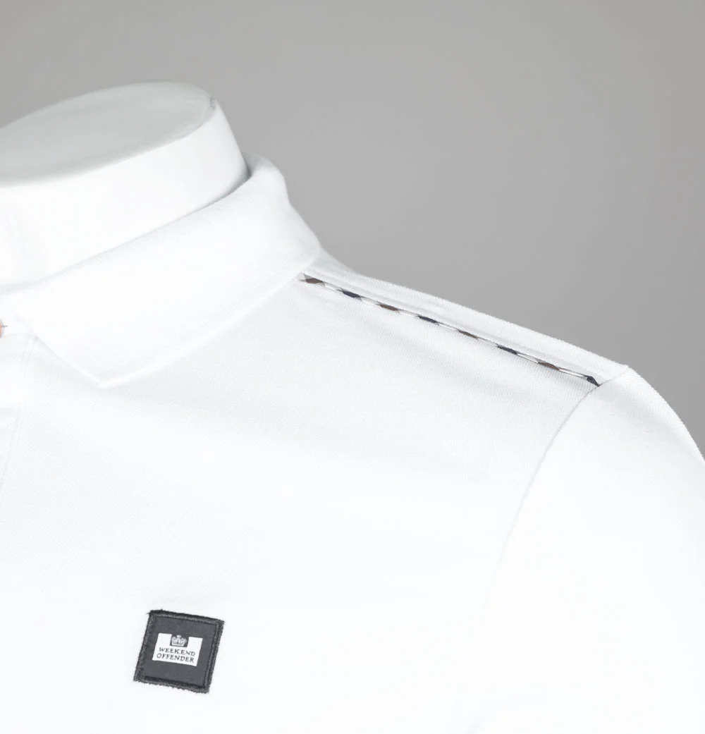 Weekend Offender Sakai Polo Shirt White/Mid House Check - Image 5