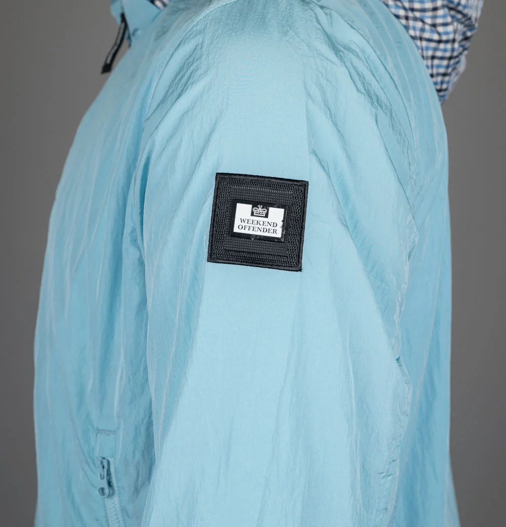 Weekend Offender Saunders Parachute Jacket Winter Sky/Blue House Check - Image 4