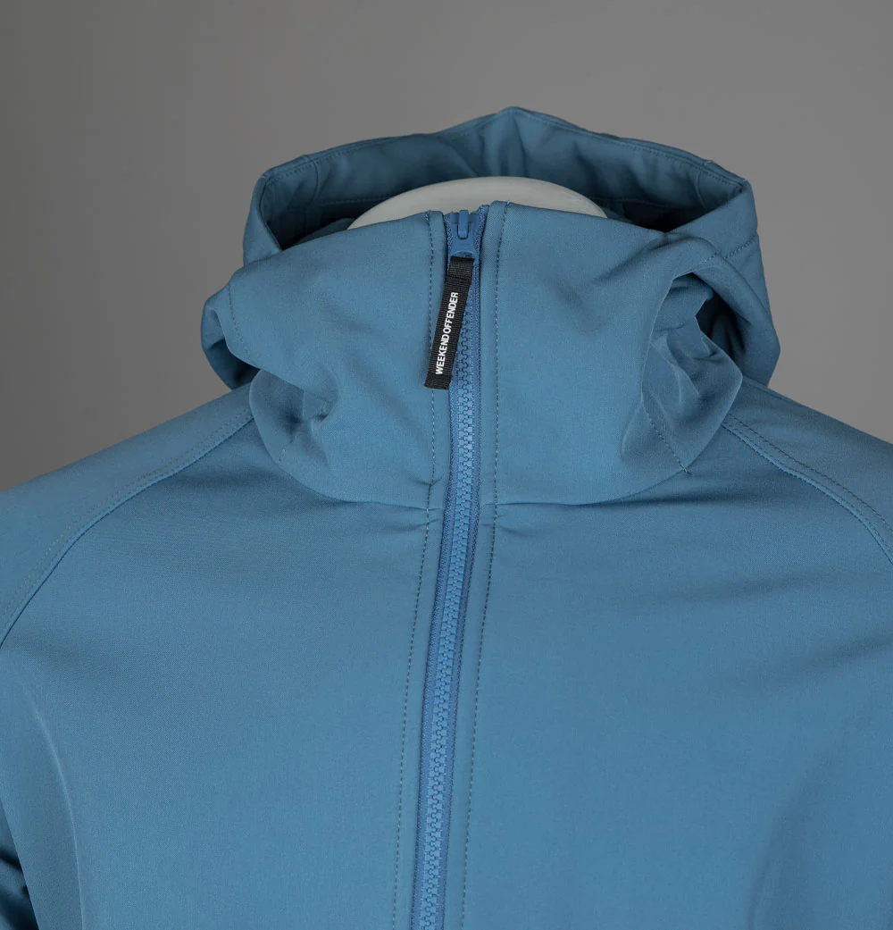 Weekend Offender Stipe Soft Shell Hooded Jacket Baltic Blue - Image 3