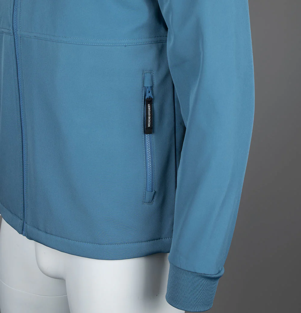 Weekend Offender Stipe Soft Shell Hooded Jacket Baltic Blue - Image 5