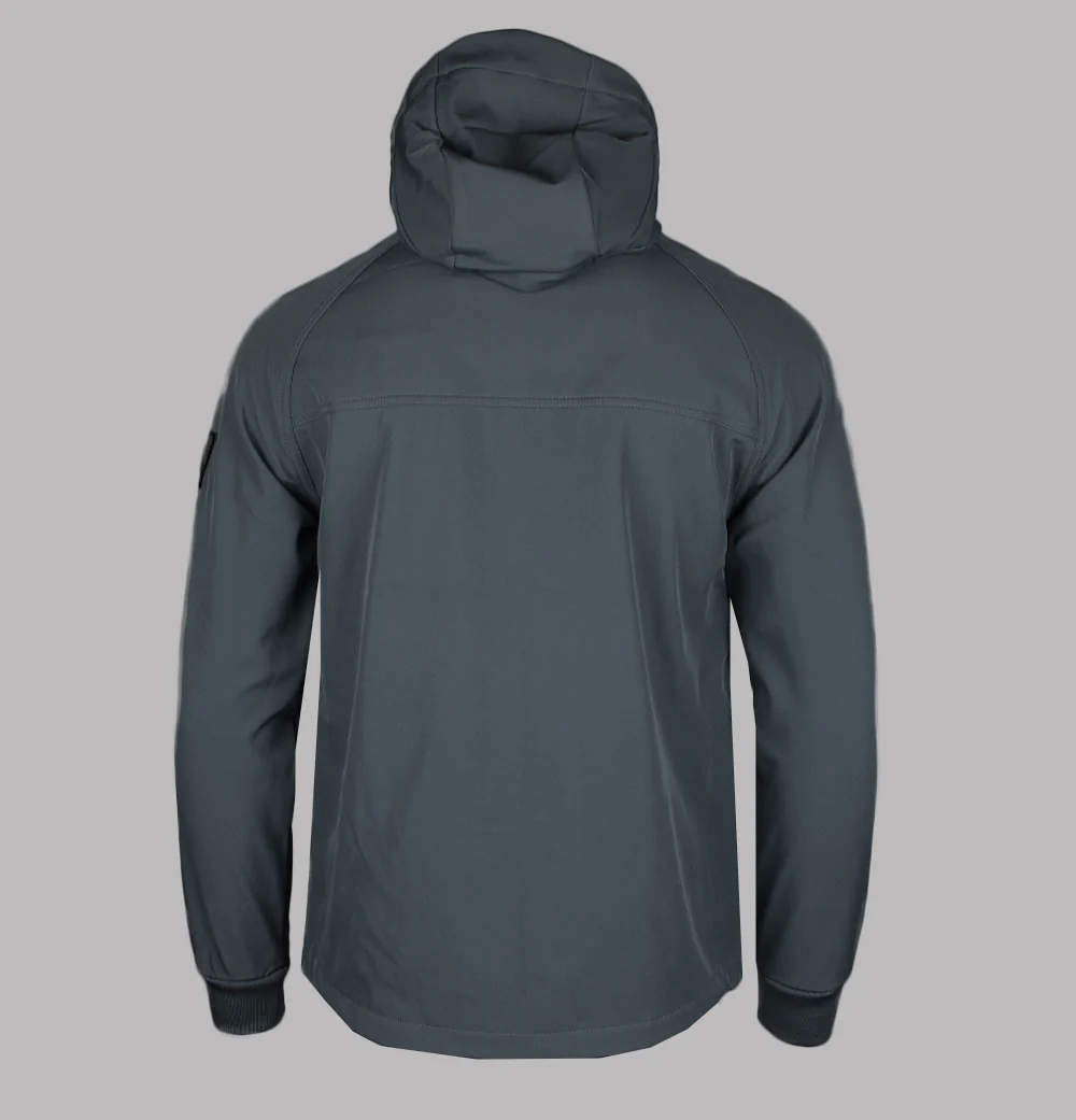 Weekend Offender Stipe Soft Shell Hooded Jacket Zinc - Image 2