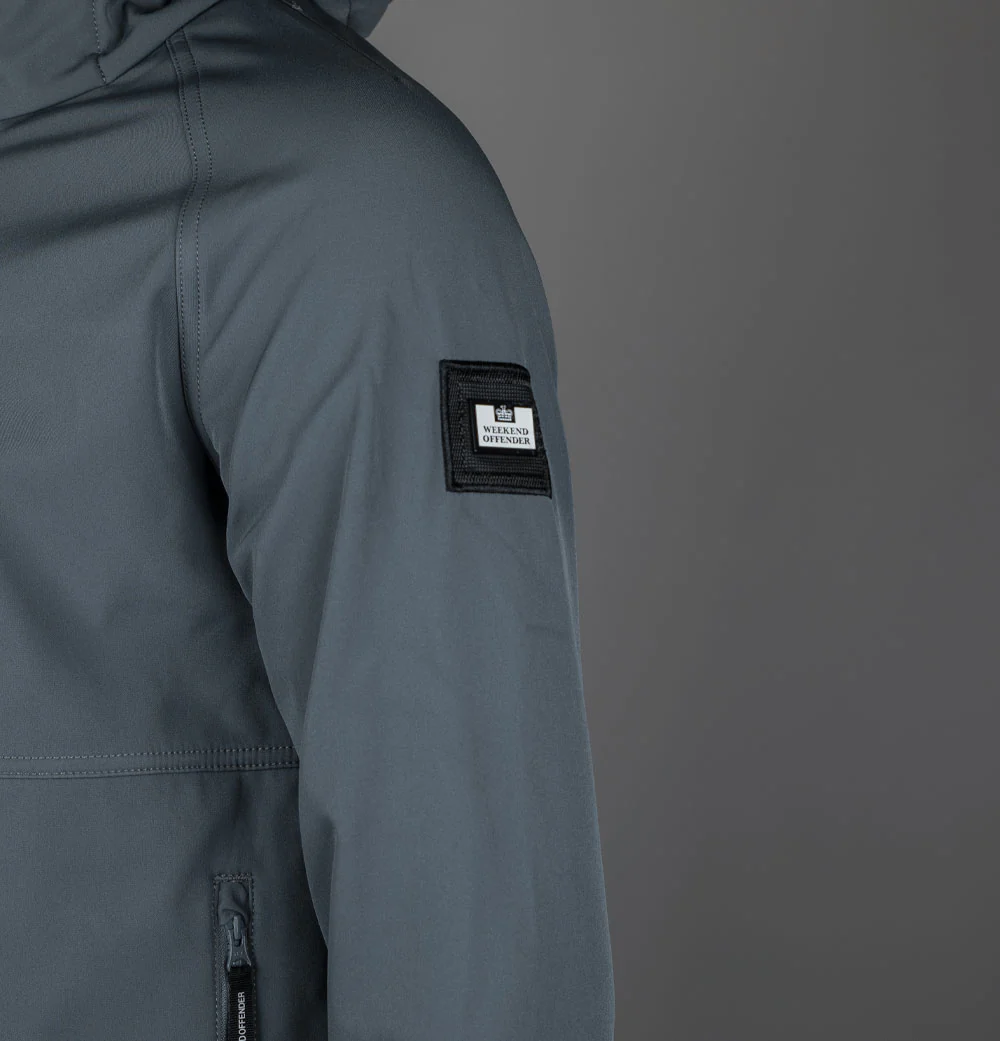 Weekend Offender Stipe Soft Shell Hooded Jacket Zinc - Image 5